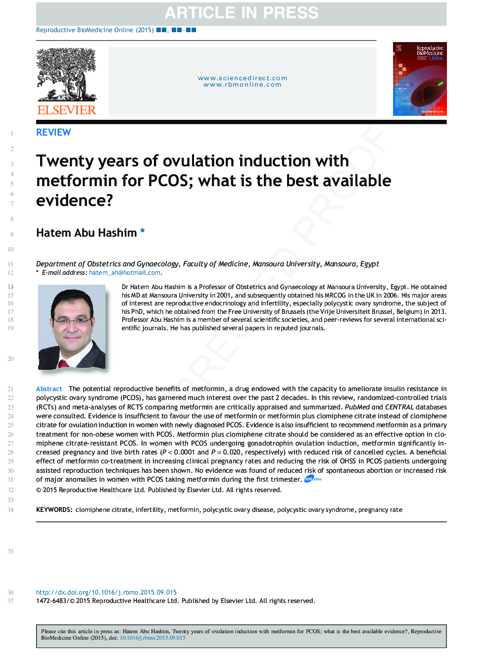 Twenty years of ovulation induction with metformin for PCOS; what is the best available evidence?