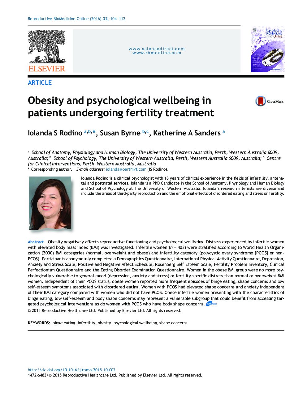 Obesity and psychological wellbeing in patients undergoing fertility treatment