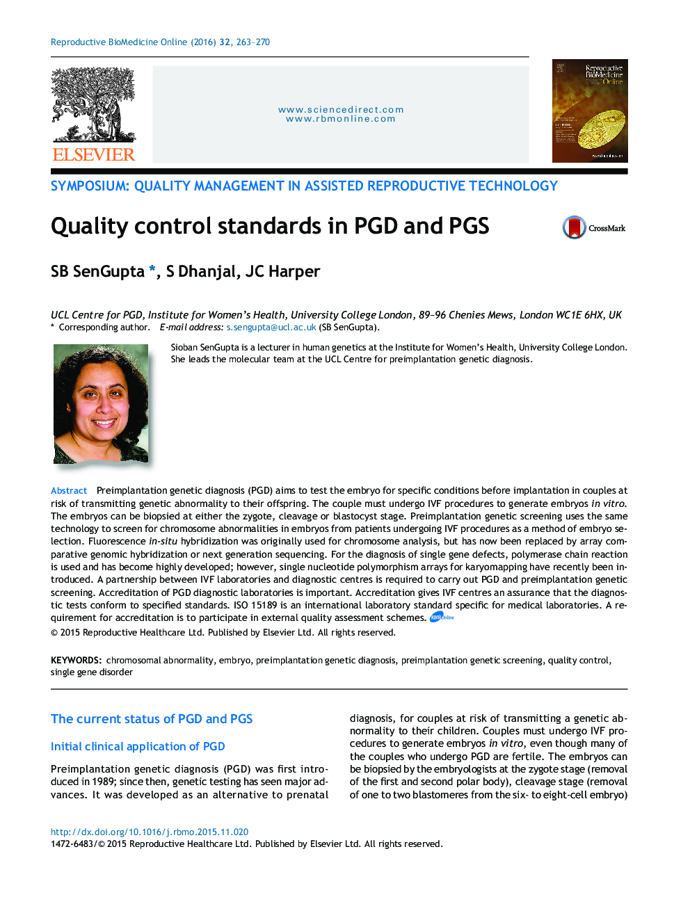 Quality control standards in PGD and PGS