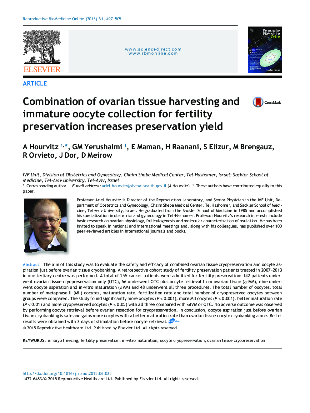 Combination of ovarian tissue harvesting and immature oocyte collection for fertility preservation increases preservation yield