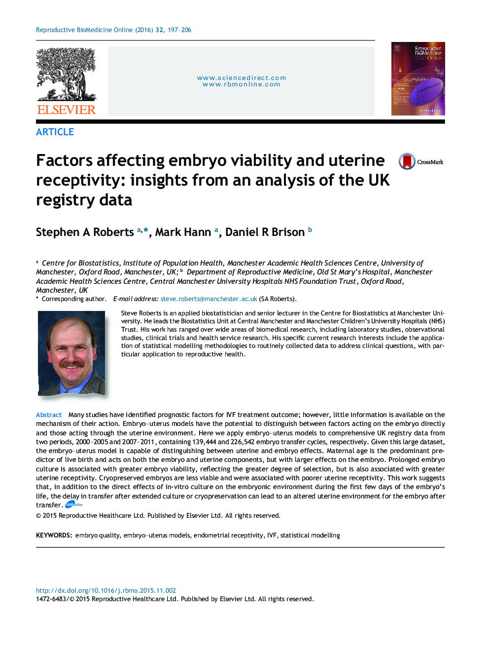 Factors affecting embryo viability and uterine receptivity: insights from an analysis of the UK registry data