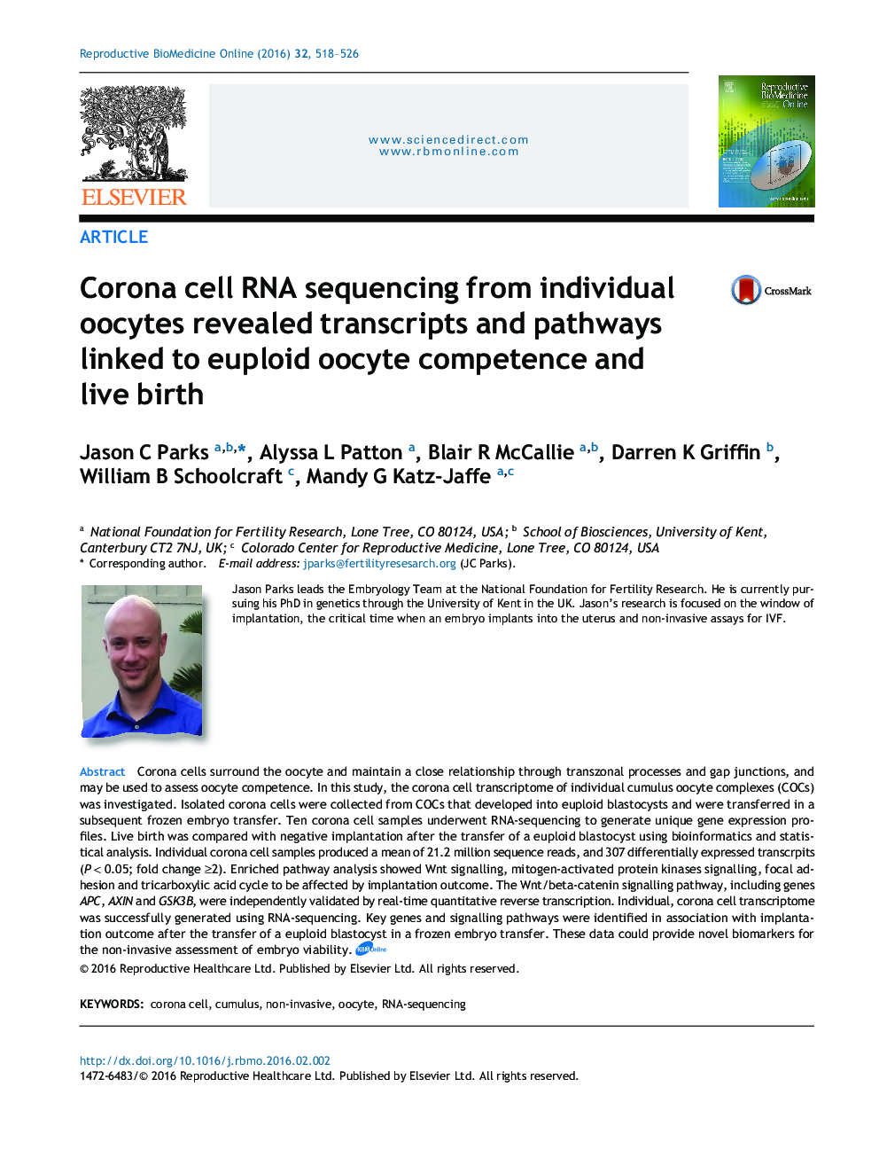 Corona cell RNA sequencing from individual oocytes revealed transcripts and pathways linked to euploid oocyte competence and live birth