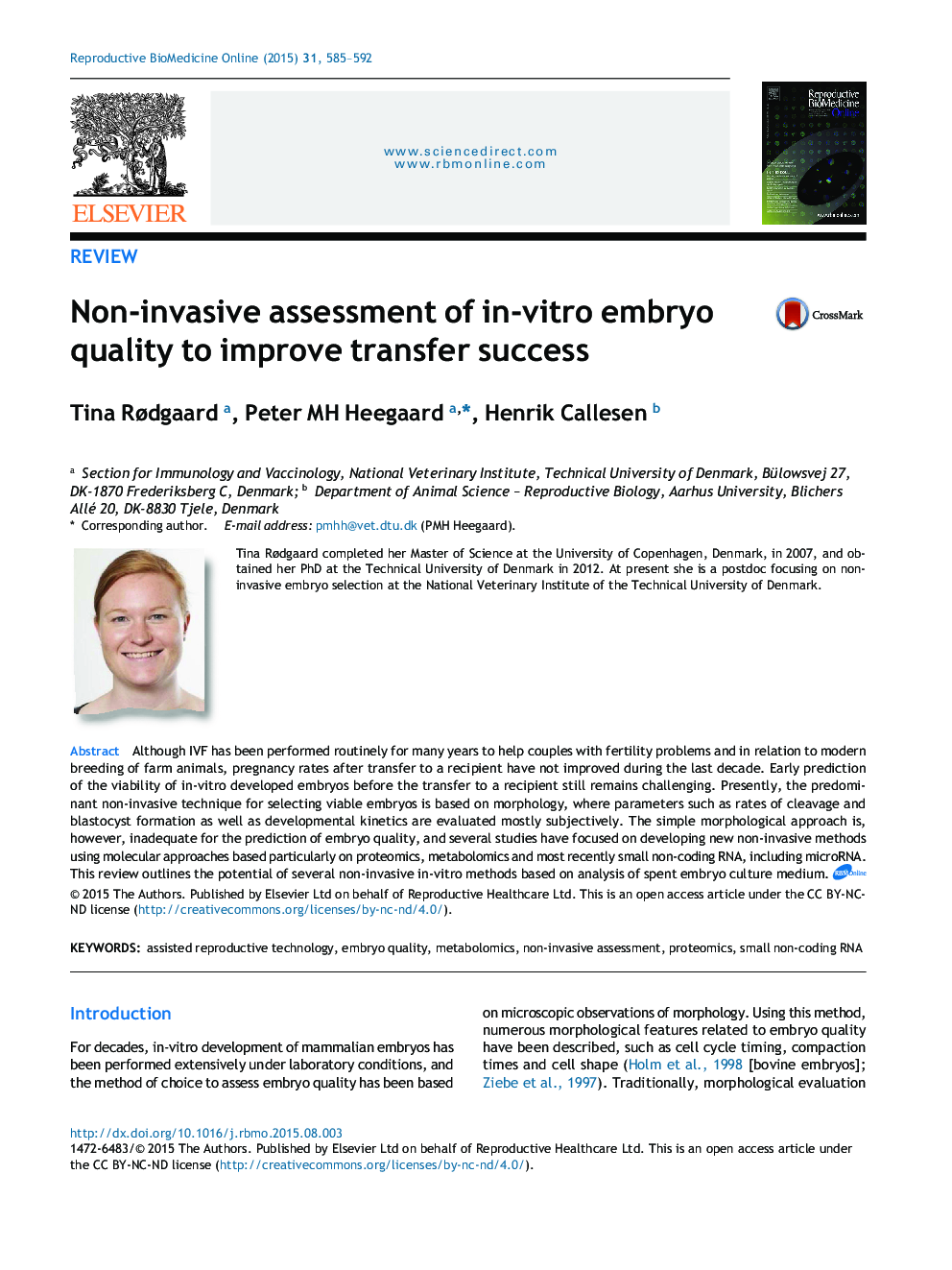 Non-invasive assessment of in-vitro embryo quality to improve transfer success