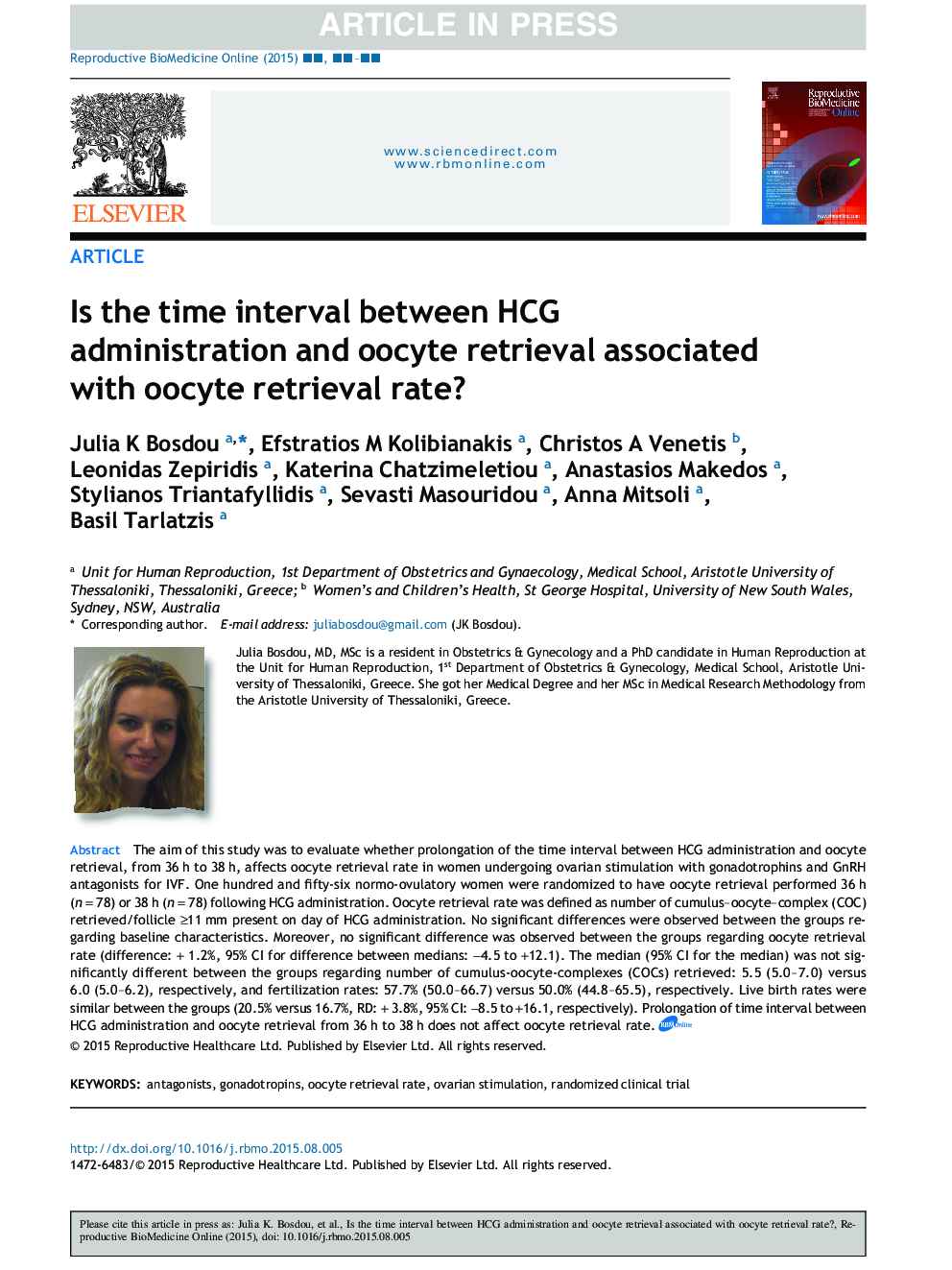 Is the time interval between HCG administration and oocyte retrieval associated with oocyte retrieval rate?