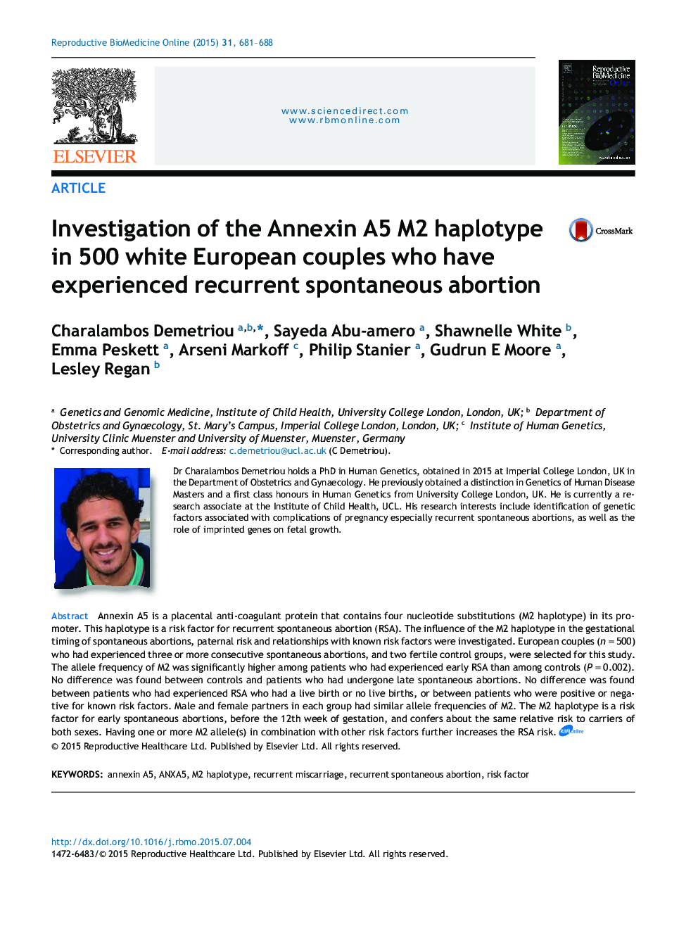 Investigation of the Annexin A5 M2 haplotype in 500 white European couples who have experienced recurrent spontaneous abortion