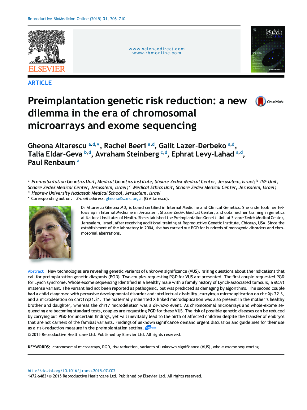 Preimplantation genetic risk reduction: a new dilemma in the era of chromosomal microarrays and exome sequencing