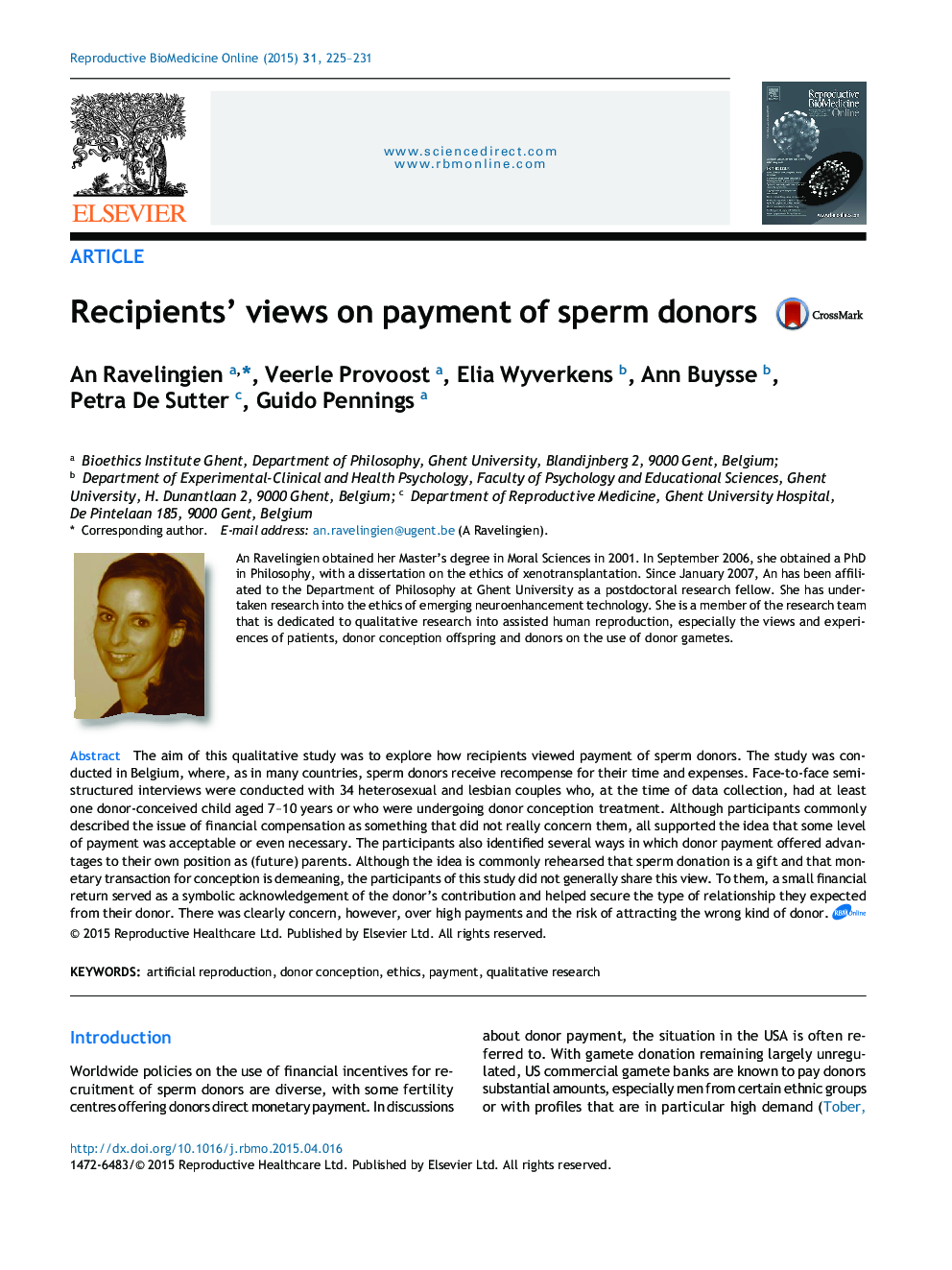 Recipients' views on payment of sperm donors