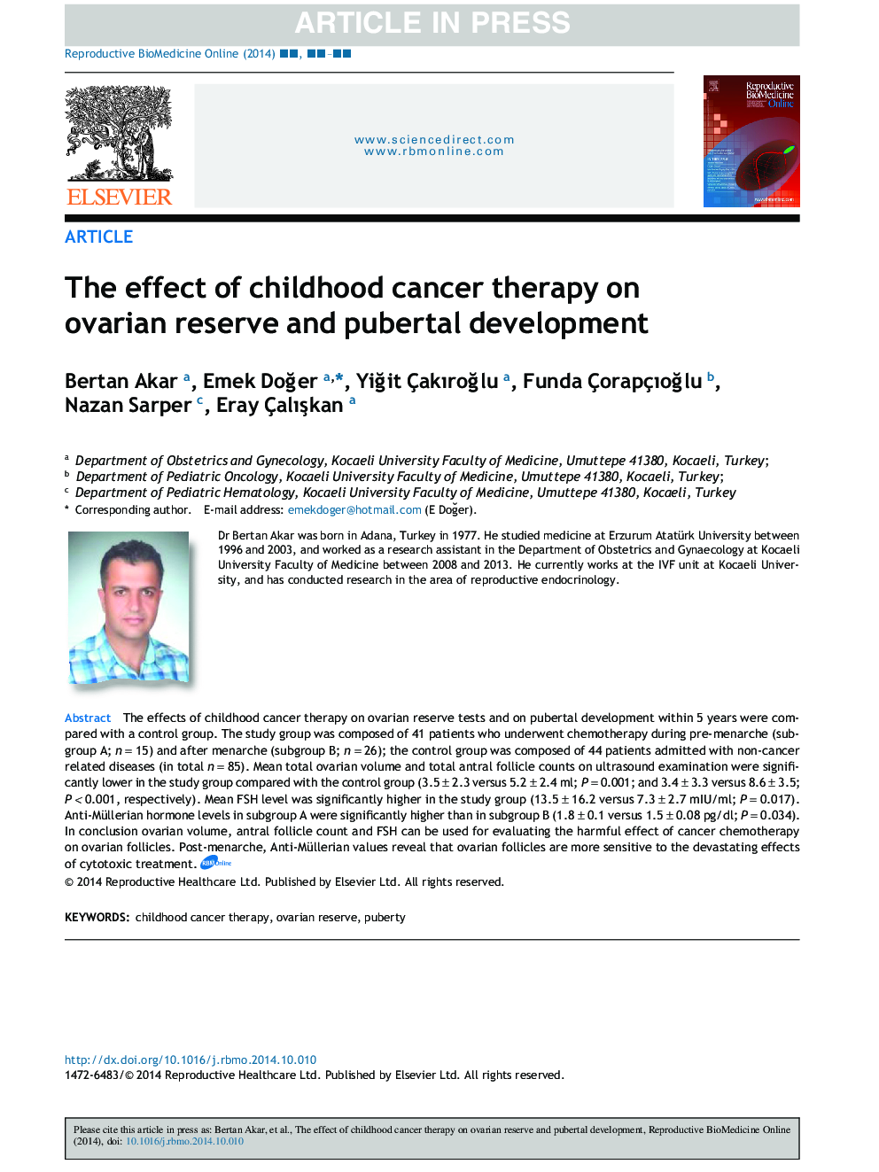 The effect of childhood cancer therapy on ovarian reserve and pubertal development