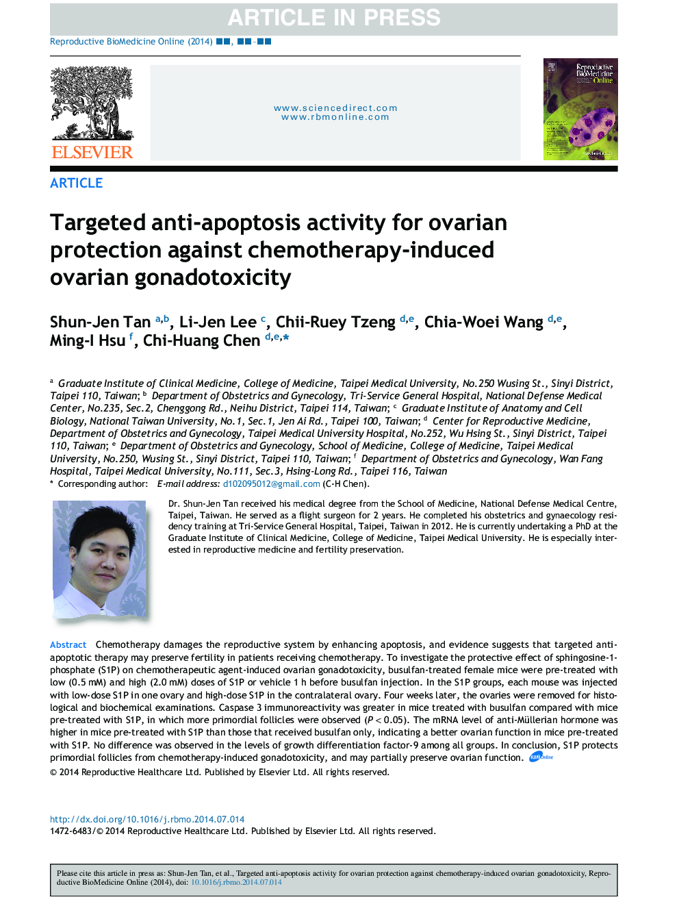 Targeted anti-apoptosis activity for ovarian protection against chemotherapy-induced ovarian gonadotoxicity