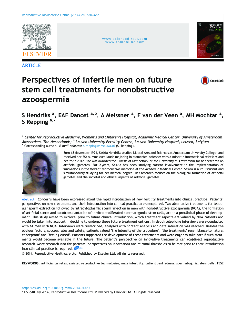 Perspectives of infertile men on future stem cell treatments for nonobstructive azoospermia