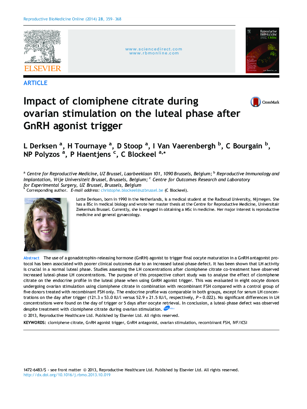 Impact of clomiphene citrate during ovarian stimulation on the luteal phase after GnRH agonist trigger