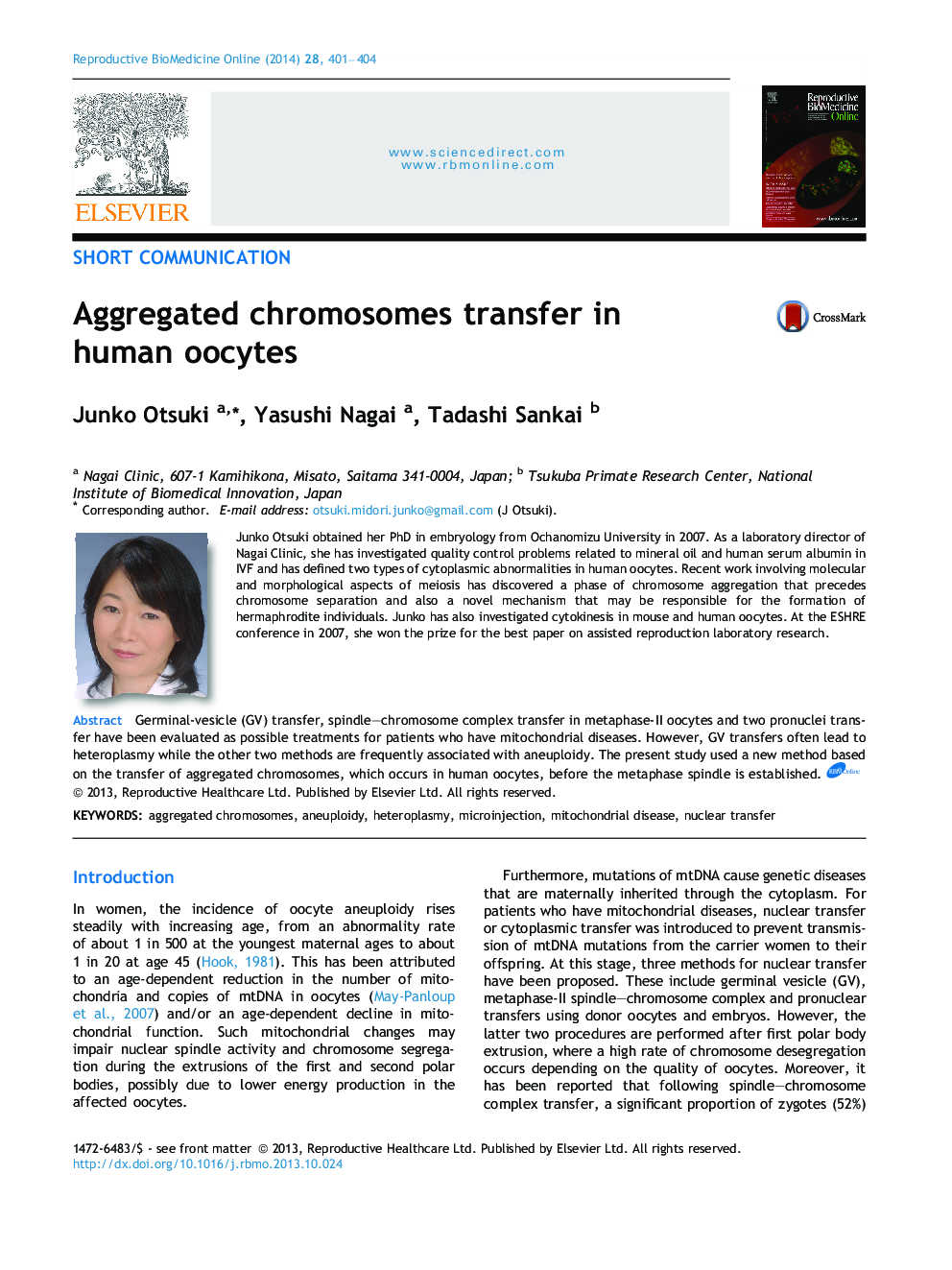 Aggregated chromosomes transfer in human oocytes 