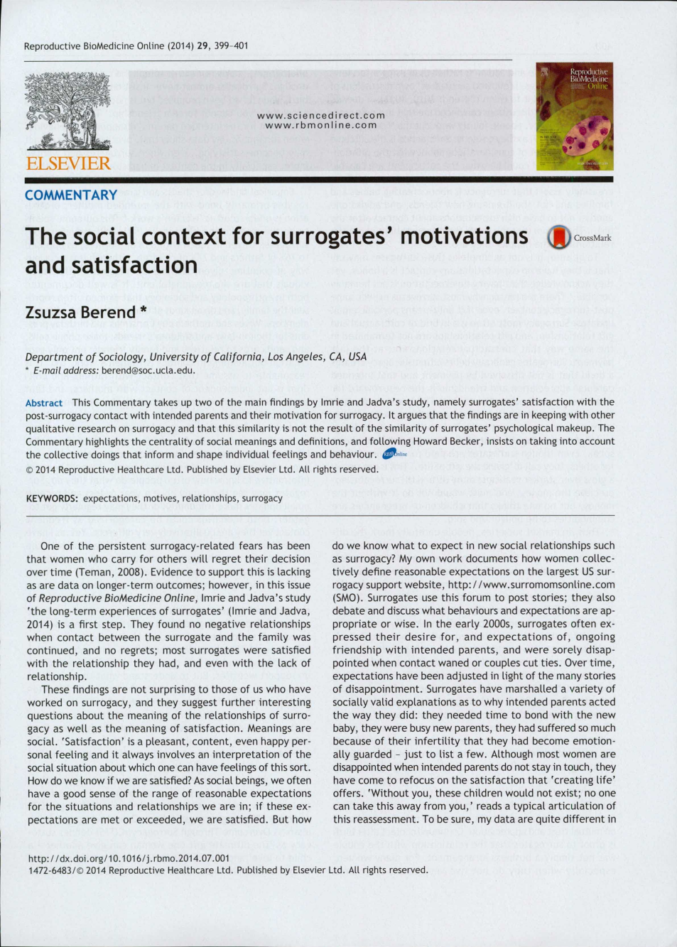 The social context for surrogates' motivations and satisfaction