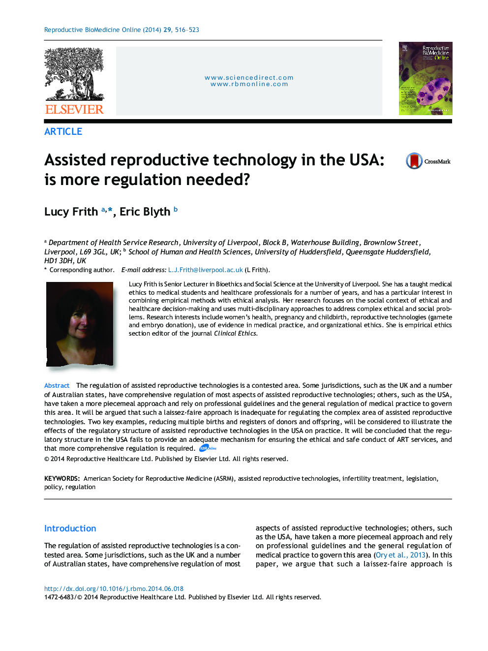 Assisted reproductive technology in the USA: is more regulation needed?