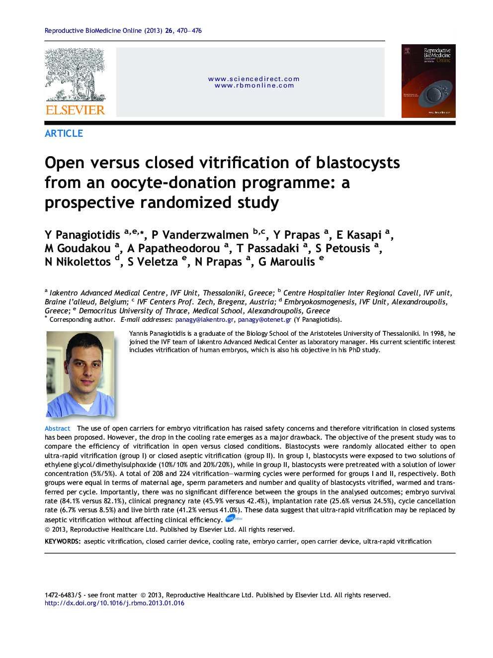 Open versus closed vitrification of blastocysts from an oocyte-donation programme: a prospective randomized study