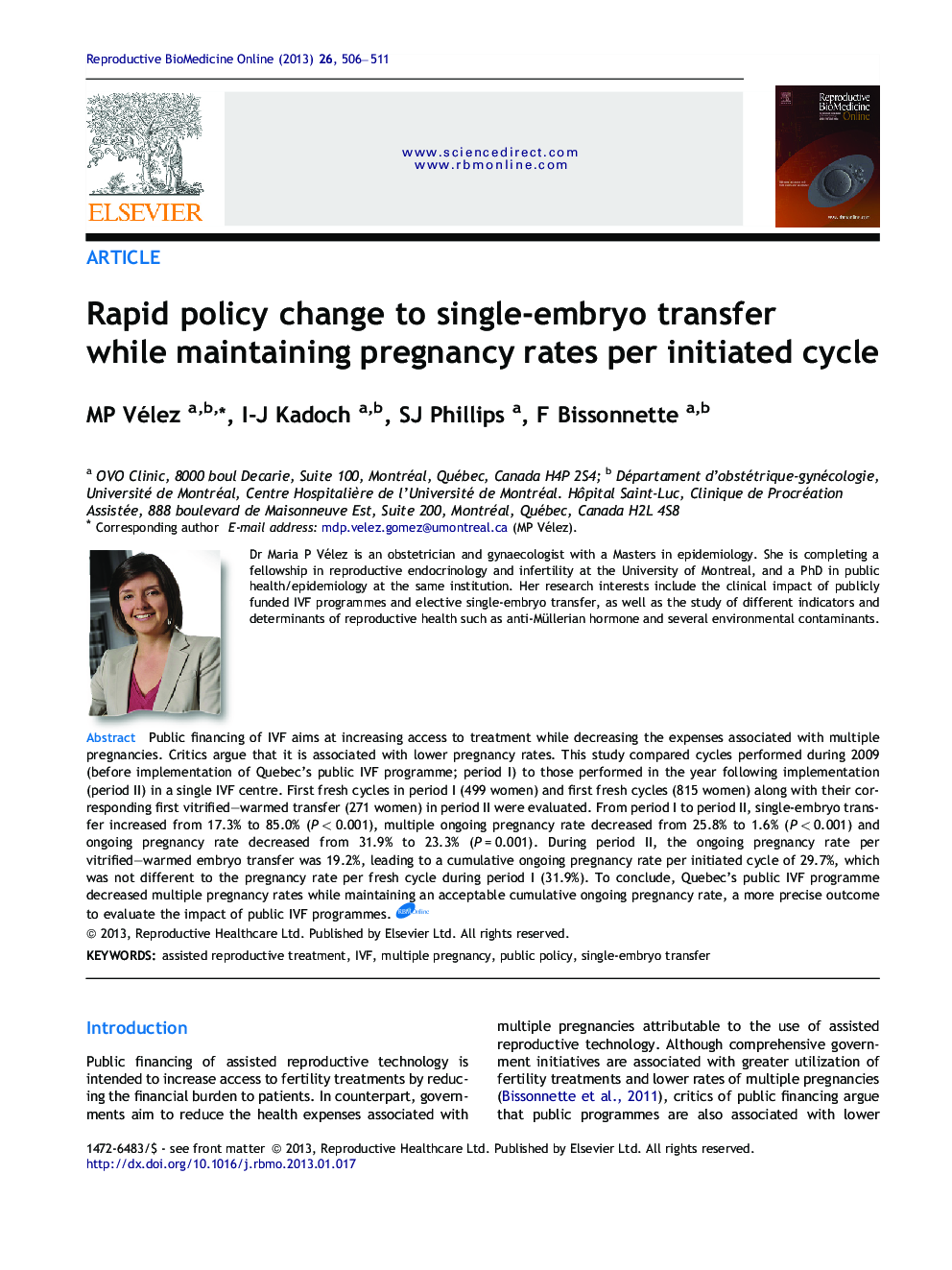Rapid policy change to single-embryo transfer while maintaining pregnancy rates per initiated cycle