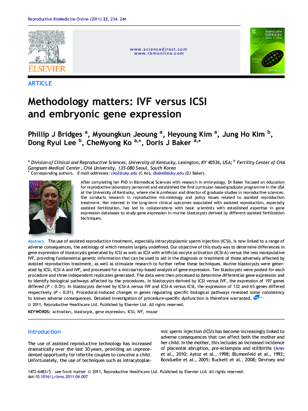 ArticleMethodology matters: IVF versus ICSI and embryonic gene expression