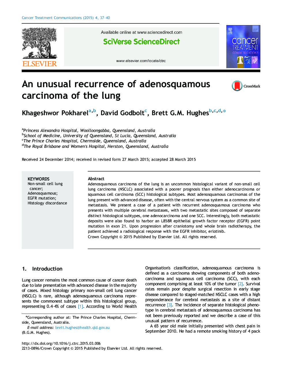 An unusual recurrence of adenosquamous carcinoma of the lung
