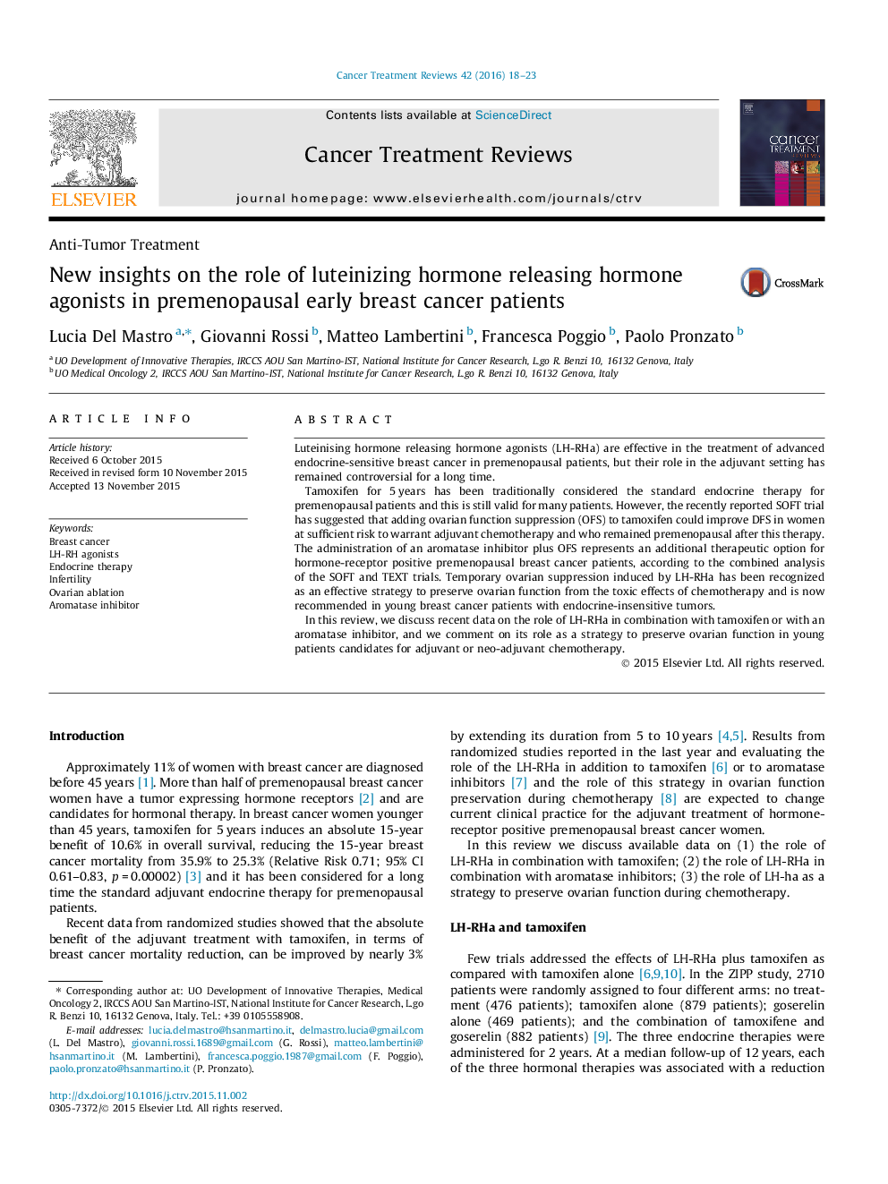 New insights on the role of luteinizing hormone releasing hormone agonists in premenopausal early breast cancer patients