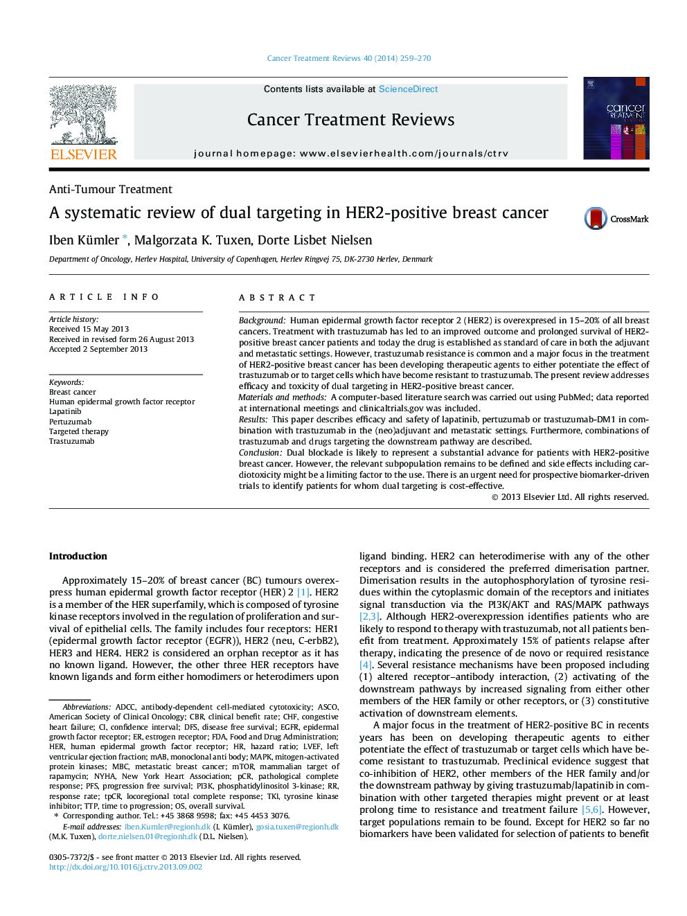 A systematic review of dual targeting in HER2-positive breast cancer