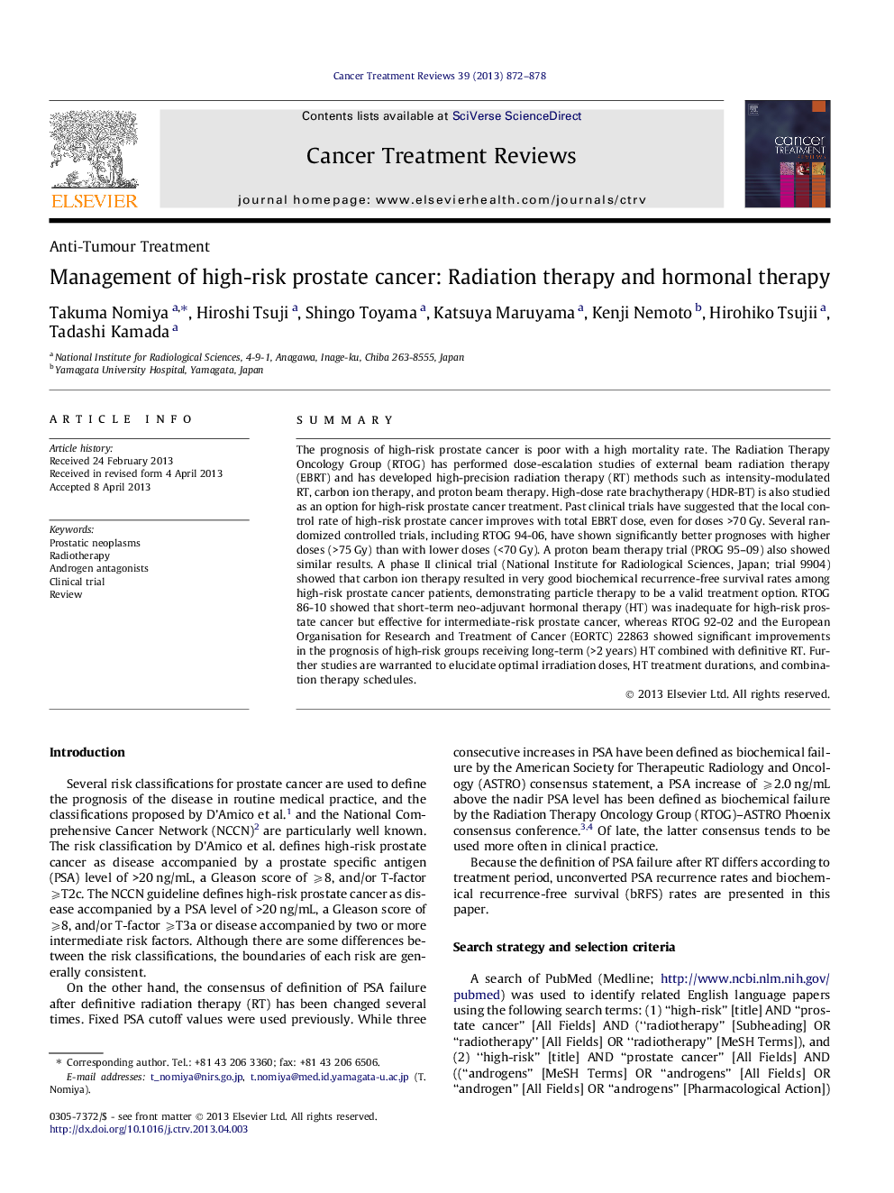 Management of high-risk prostate cancer: Radiation therapy and hormonal therapy