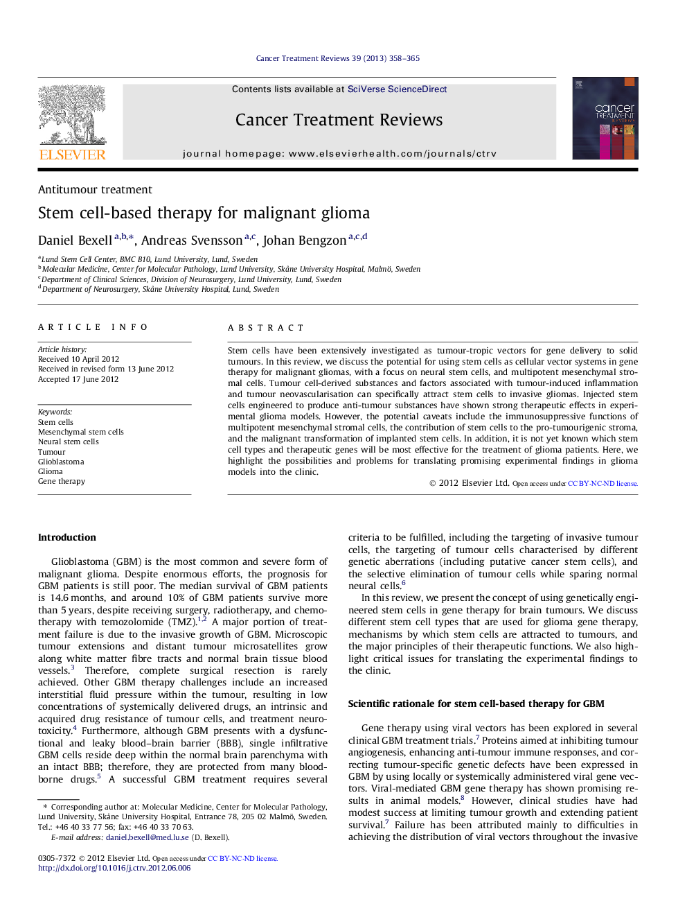 Stem cell-based therapy for malignant glioma