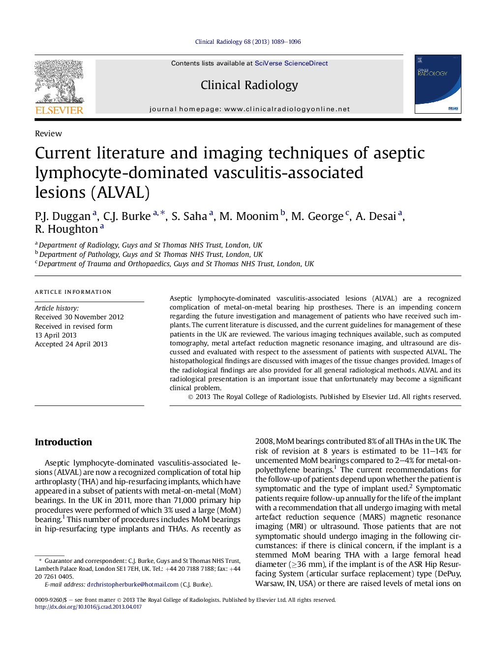 Current literature and imaging techniques of aseptic lymphocyte-dominated vasculitis-associated lesions (ALVAL)