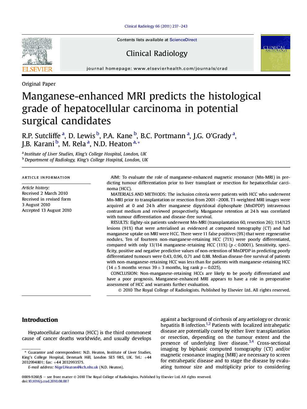 Manganese-enhanced MRI predicts the histological grade of hepatocellular carcinoma in potential surgical candidates