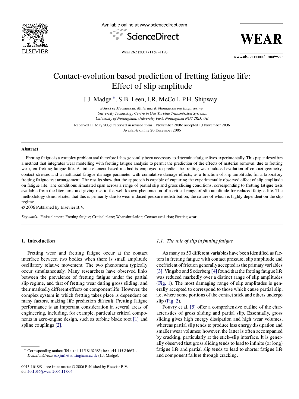 Contact-evolution based prediction of fretting fatigue life: Effect of slip amplitude