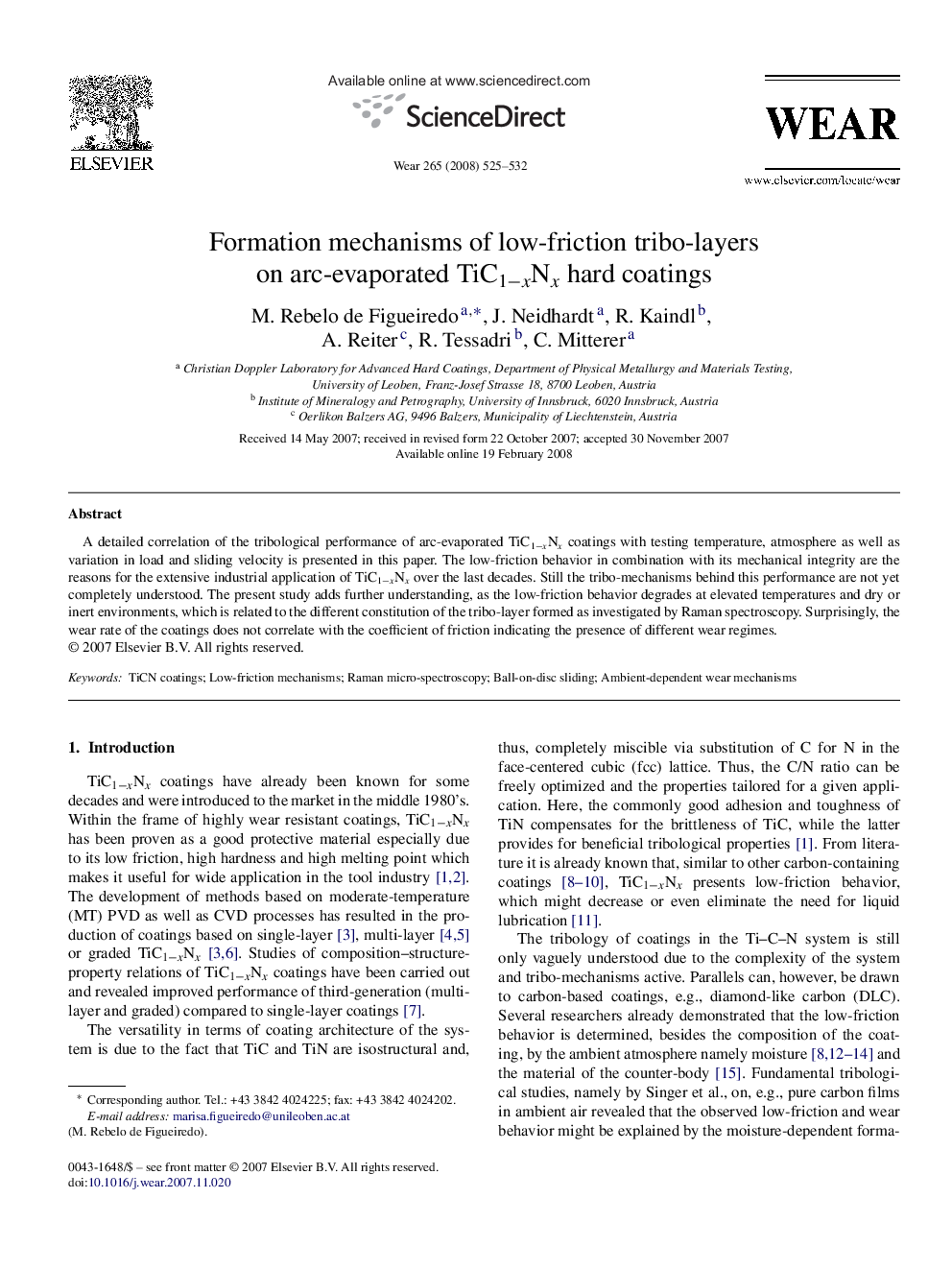 Formation mechanisms of low-friction tribo-layers on arc-evaporated TiC1−xNx hard coatings