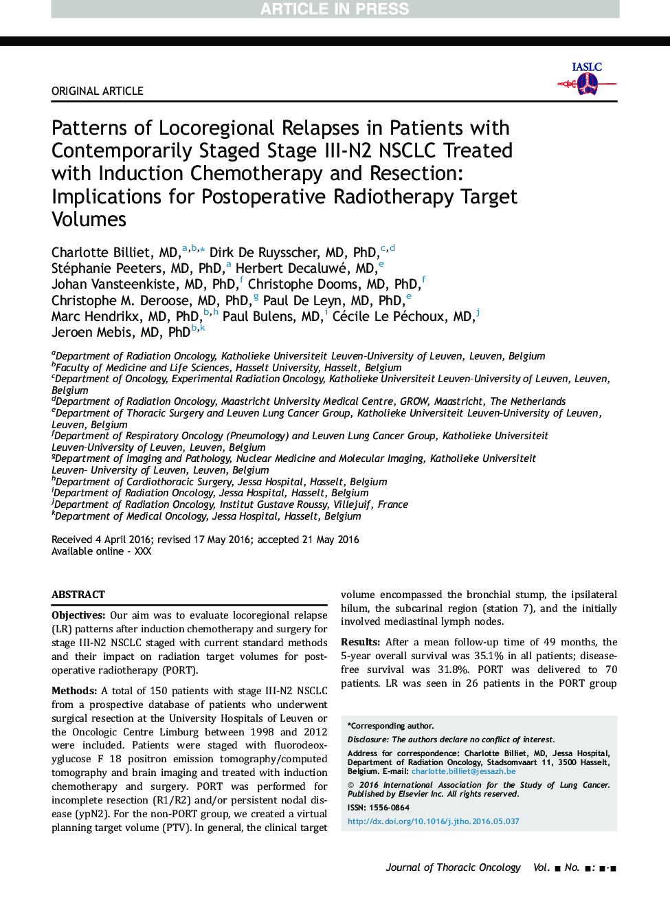 Patterns of Locoregional Relapses in Patients with Contemporarily Staged Stage III-N2 NSCLC Treated with Induction Chemotherapy and Resection: Implications for Postoperative Radiotherapy Target Volumes