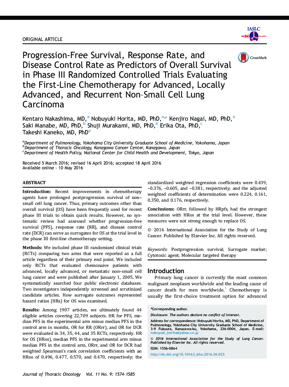 Progression-Free Survival, Response Rate, and Disease Control Rate as Predictors of Overall Survival in Phase IIIÂ Randomized Controlled Trials Evaluating the First-Line Chemotherapy for Advanced, Locally Advanced, and Recurrent Non-Small Cell Lung Carc