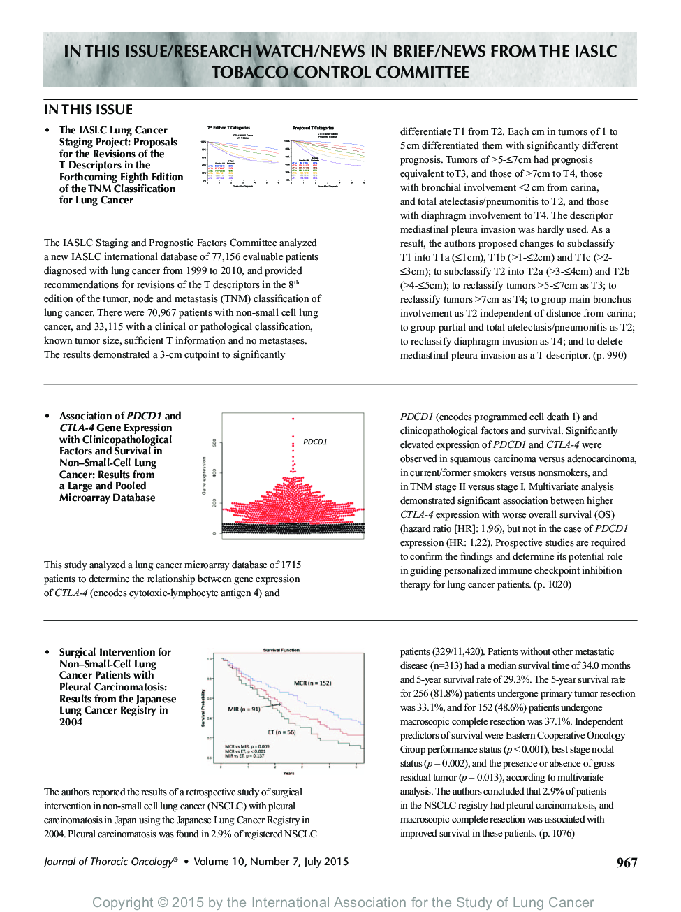 In This Issue/Research Watch/News in Brief/News From the Iaslc Tobacco Control Committee