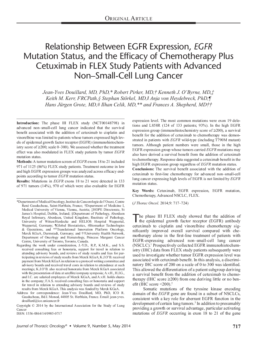 Relationship Between EGFR Expression, EGFR Mutation Status, and the Efficacy of Chemotherapy Plus Cetuximab in FLEX Study Patients with Advanced Non-Small-Cell Lung Cancer