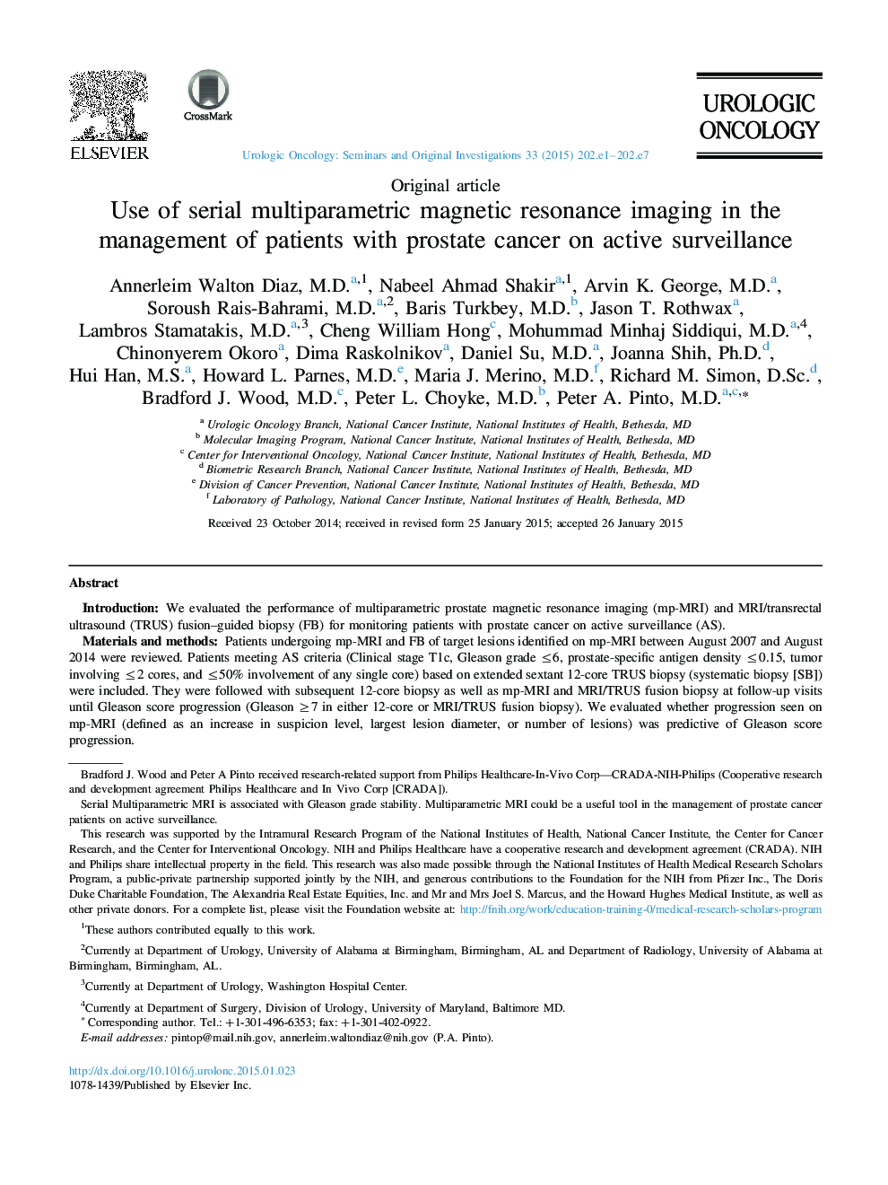 Use of serial multiparametric magnetic resonance imaging in the management of patients with prostate cancer on active surveillanceâ