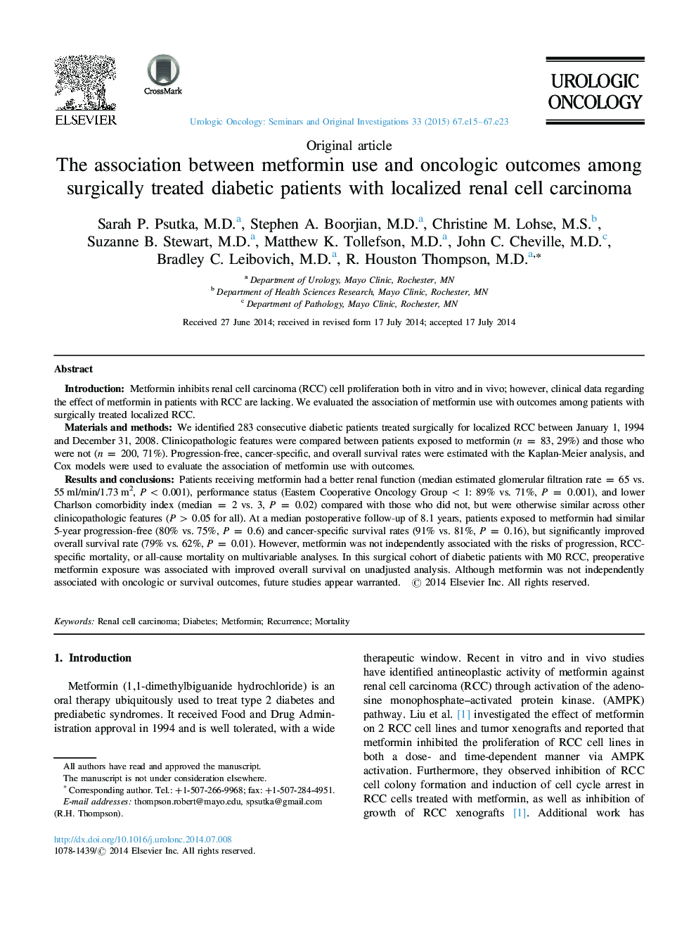 ارتباط بین استفاده از متفورمین و نتایج انکولوژیک در بیماران دیابتی تحت درمان جراحی با کارسینوم سلول های موضعی 12 