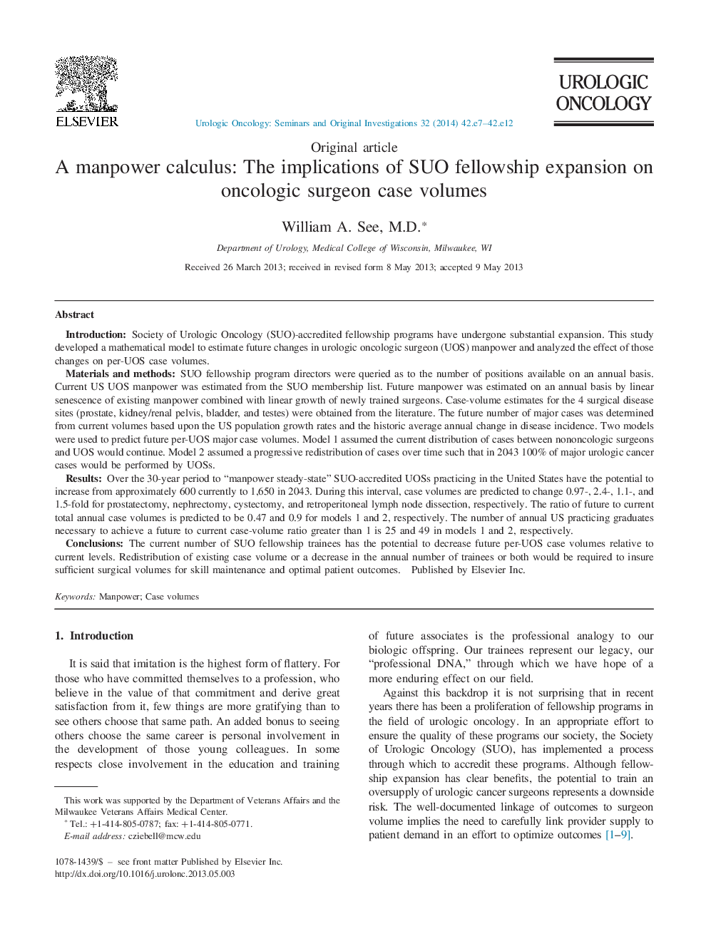 A manpower calculus: The implications of SUO fellowship expansion on oncologic surgeon case volumes