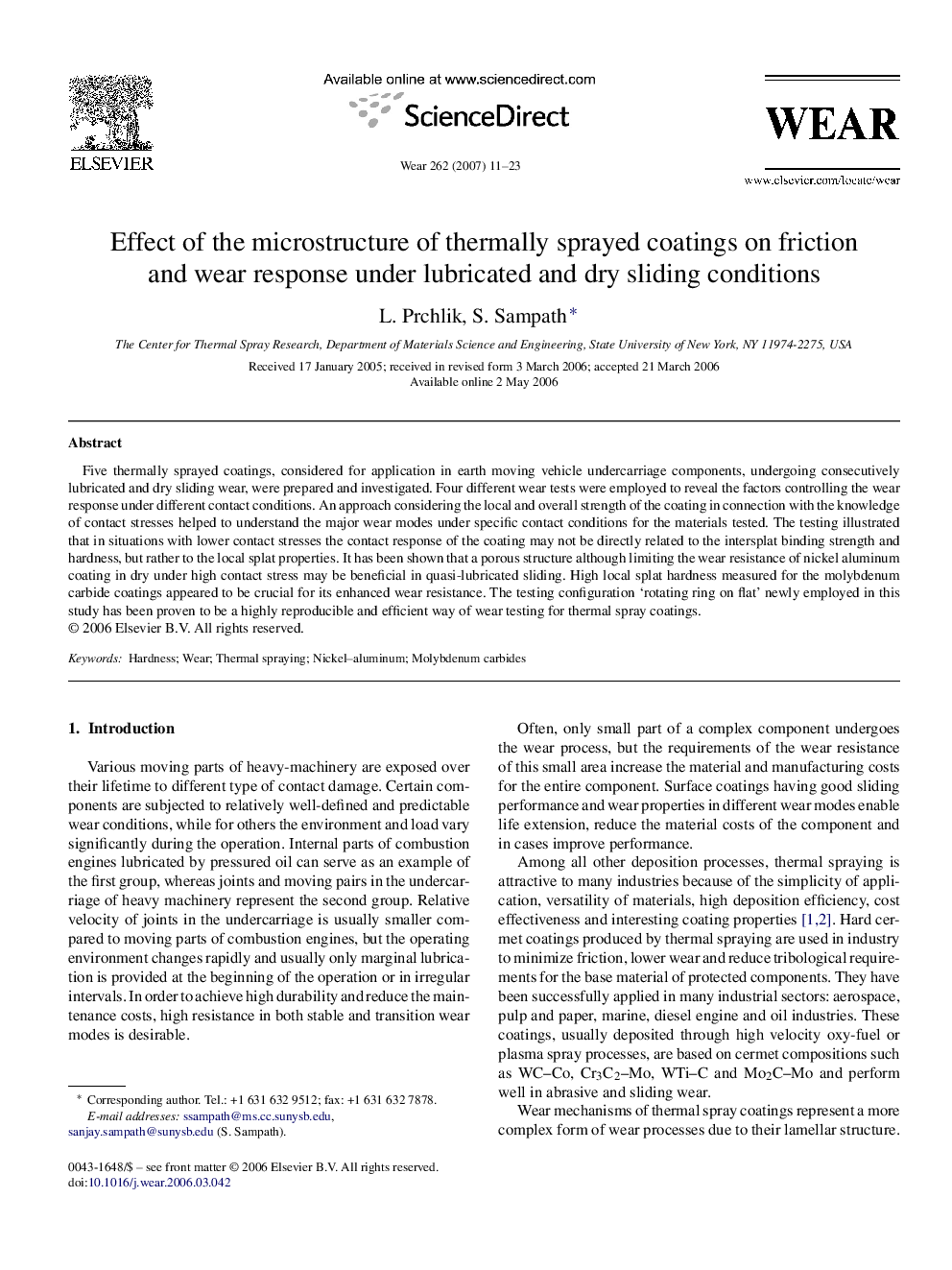 Effect of the microstructure of thermally sprayed coatings on friction and wear response under lubricated and dry sliding conditions