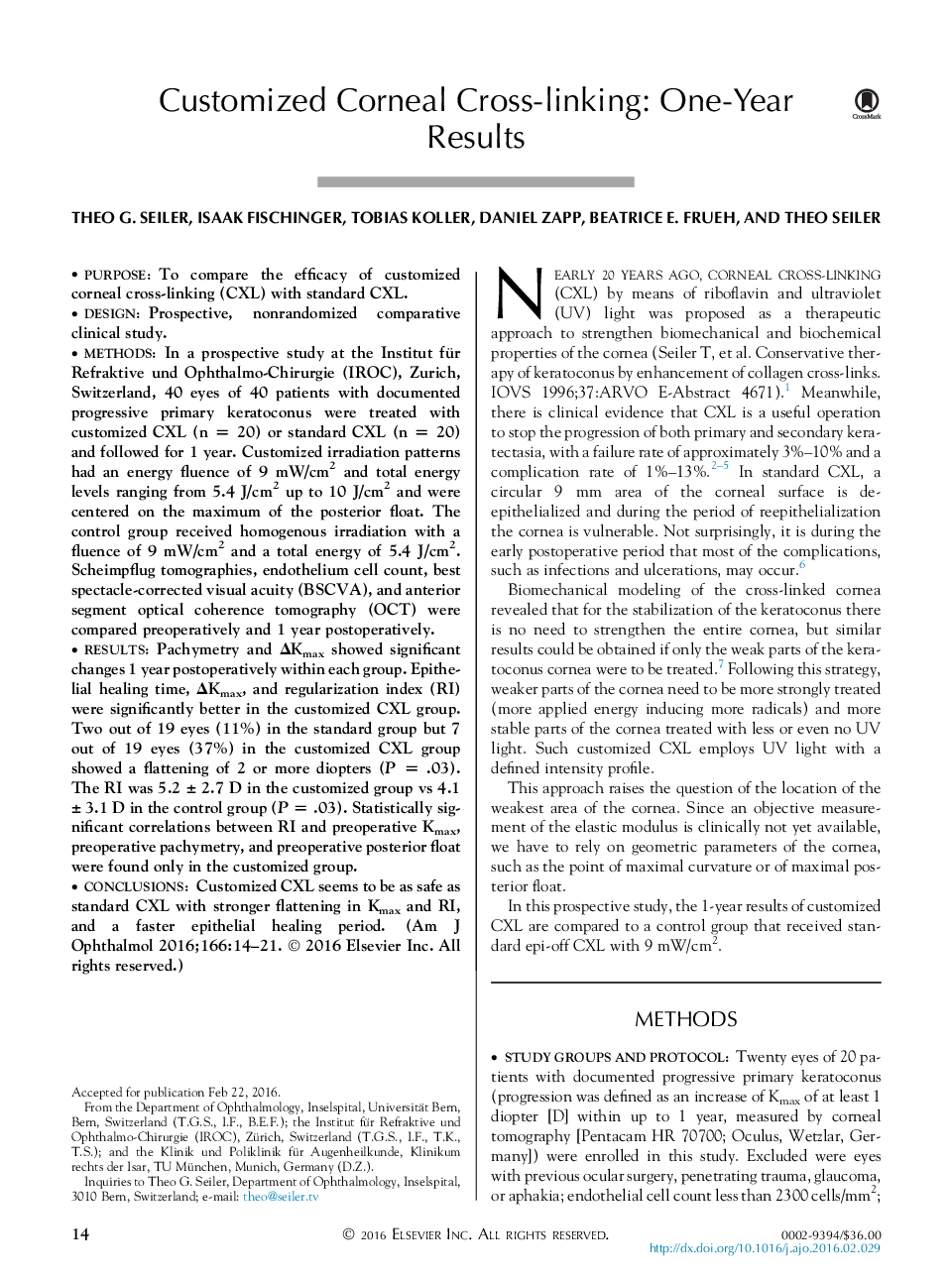 پیوند قرنیه سفارشی: نتایج یک ساله 