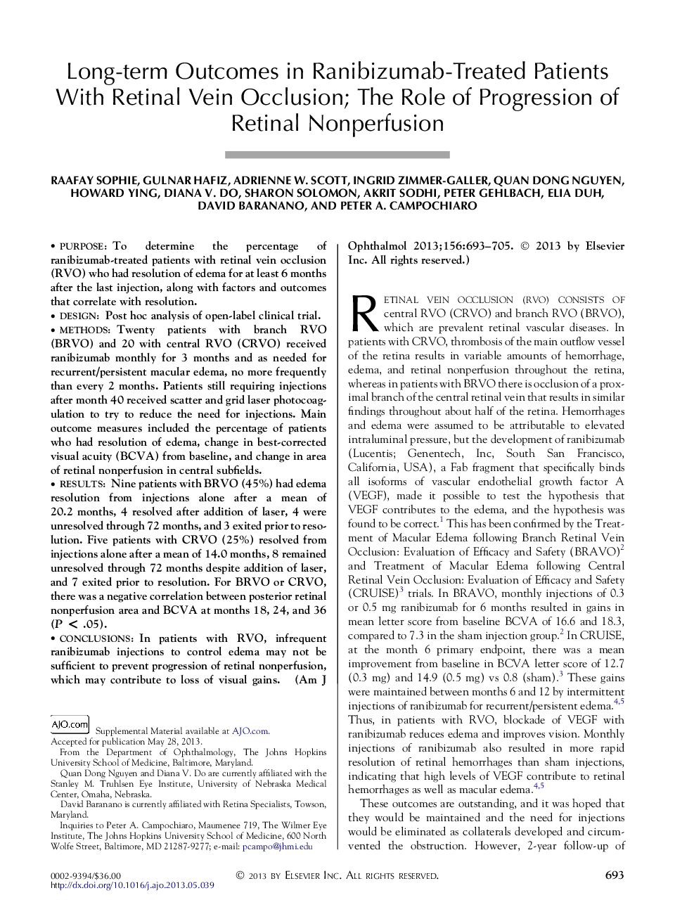 نتایج درازمدت در بیماران مبتلا به رنابیوزومب با اشکال ورید وریدی؛ نقش پیشرفت غشایی شبکیه ای 