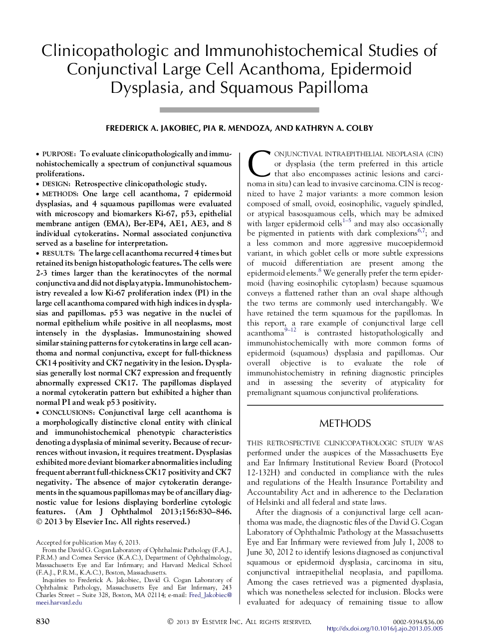 مطالعات کلینیکوپاتولوژیک و ایمونوهیستوشیمیایی آکنهما، ایدرموویس دیسپلازی و پاپیلوم اسکاموس 