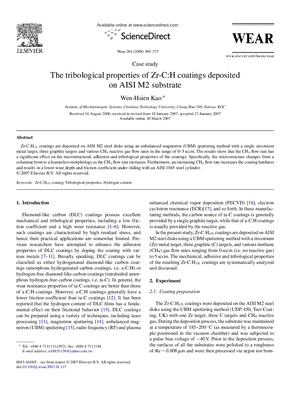 The tribological properties of Zr-C:H coatings deposited on AISI M2 substrate