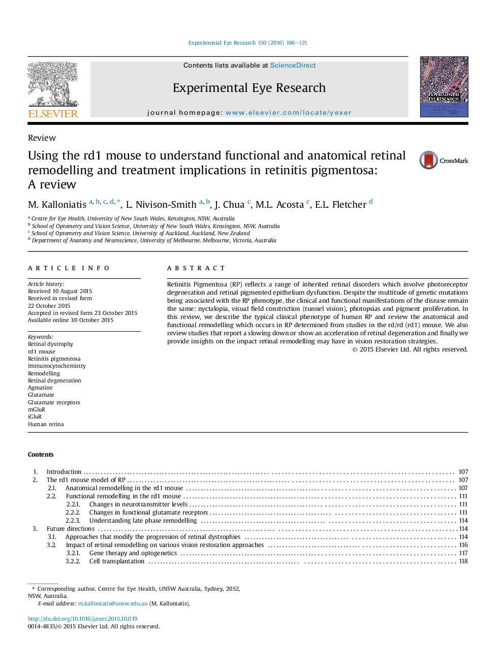 Using the rd1 mouse to understand functional and anatomical retinal remodelling and treatment implications in retinitis pigmentosa: A review