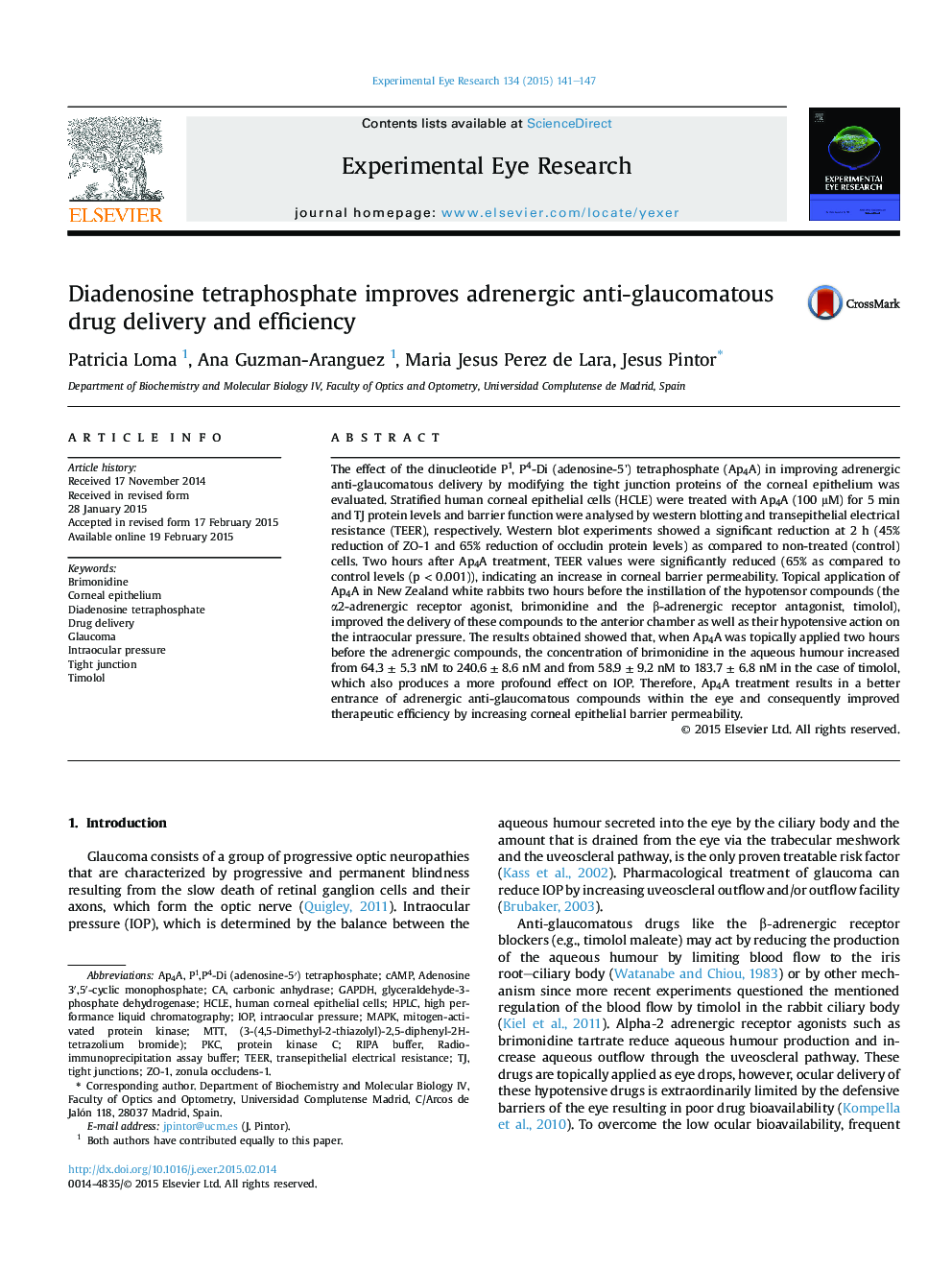 Diadenosine tetraphosphate improves adrenergic anti-glaucomatous drug delivery and efficiency