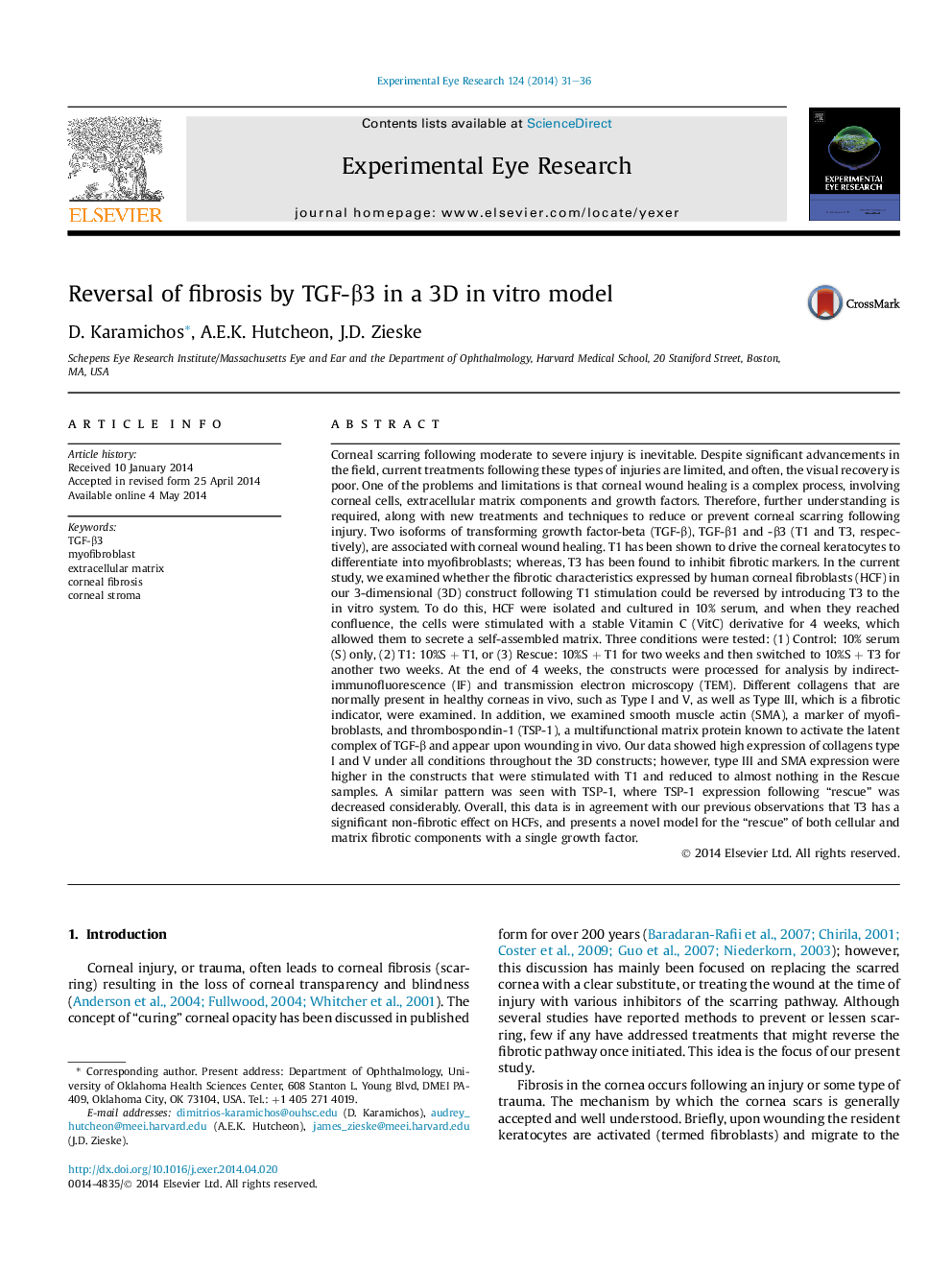 Reversal of fibrosis by TGF-Î²3 in a 3D inÂ vitro model