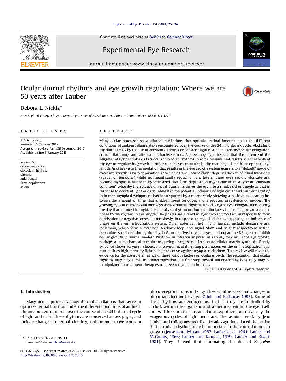 Ocular diurnal rhythms and eye growth regulation: Where we are 50 years after Lauber