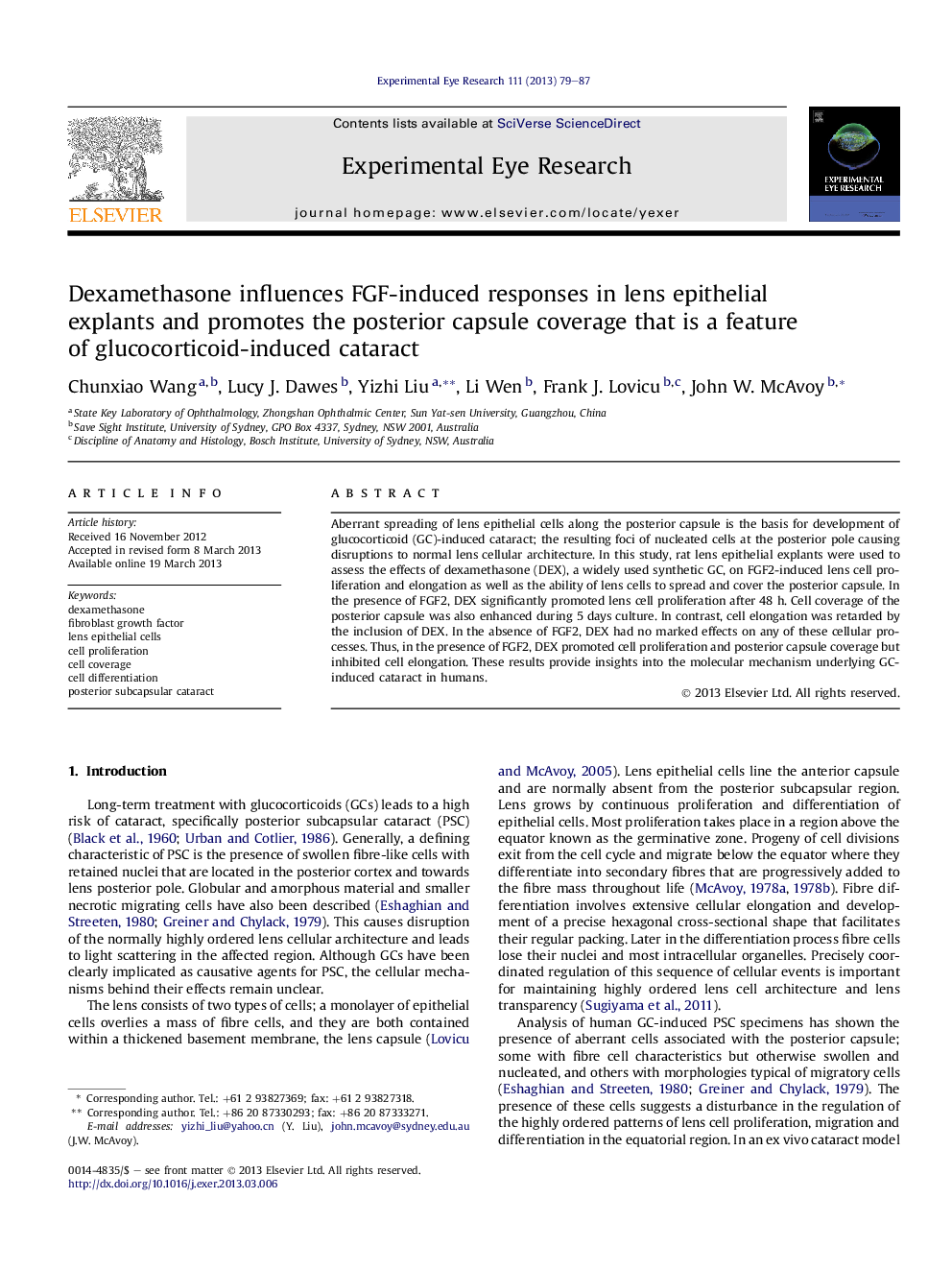 Dexamethasone influences FGF-induced responses in lens epithelial explants and promotes the posterior capsule coverage that is a feature of glucocorticoid-induced cataract