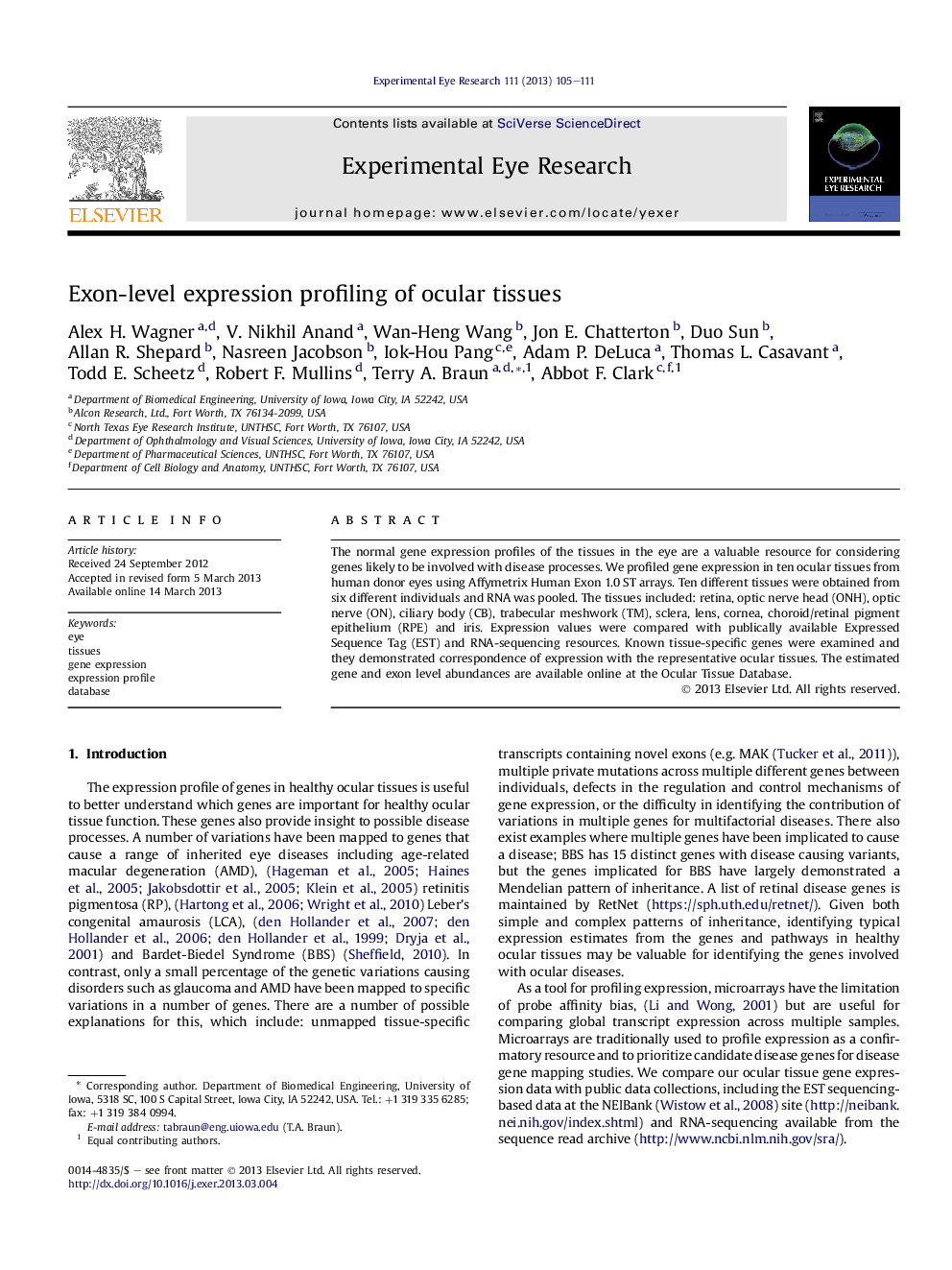 Exon-level expression profiling of ocular tissues