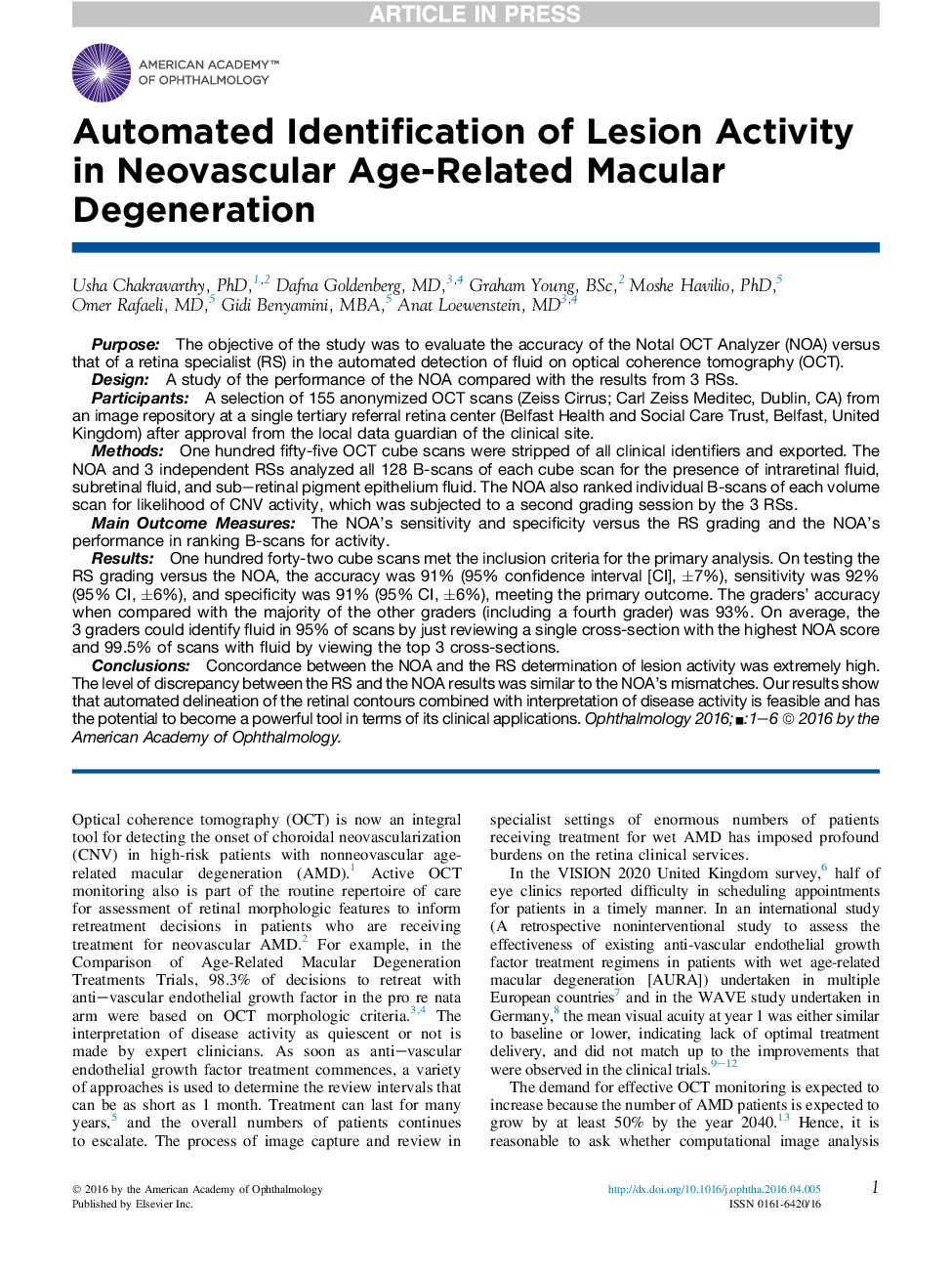 Automated Identification of Lesion Activity in Neovascular Age-Related Macular Degeneration