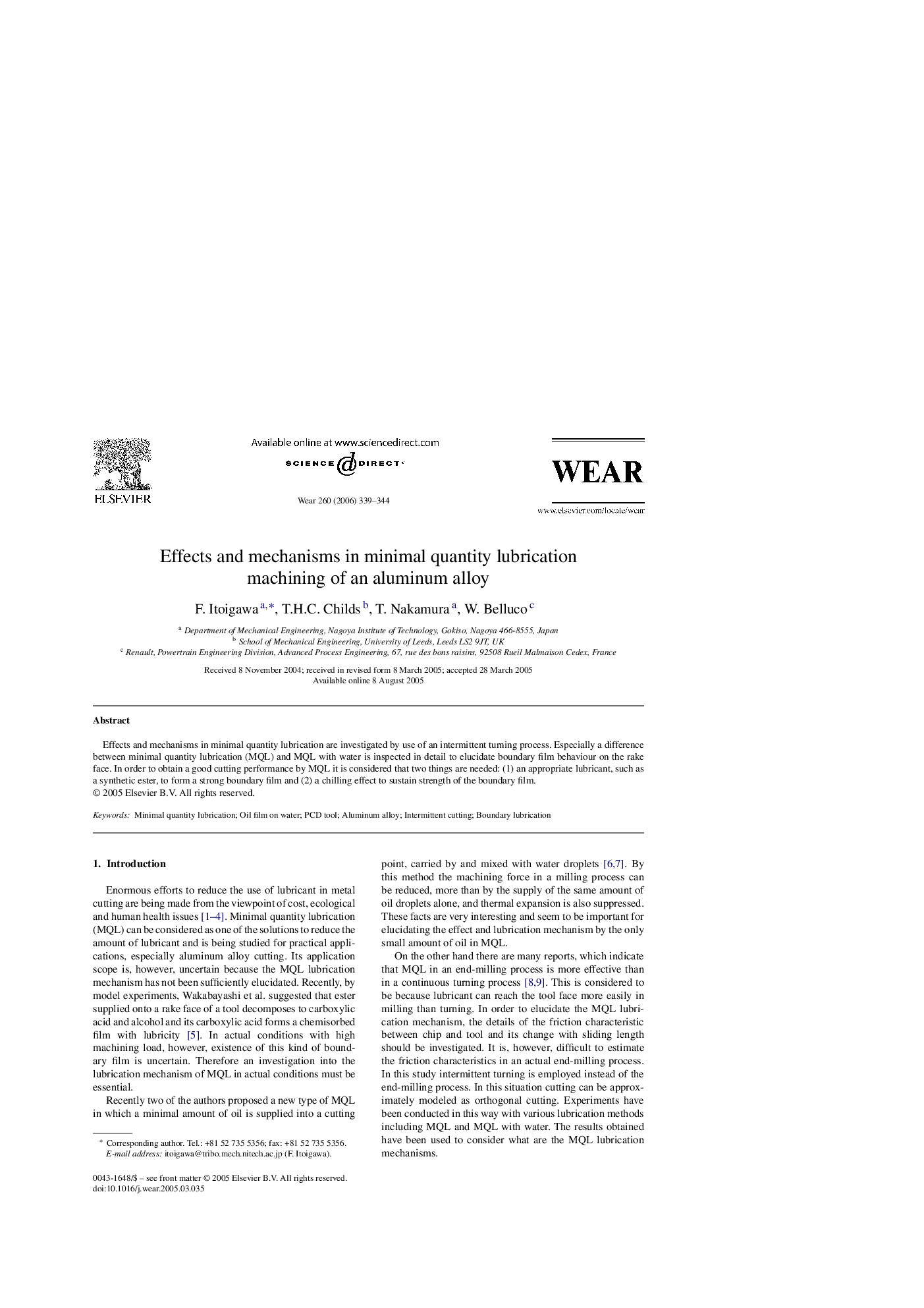 Effects and mechanisms in minimal quantity lubrication machining of an aluminum alloy